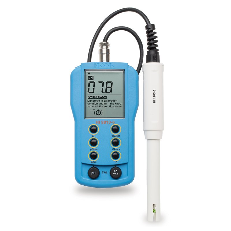 Levántate Recordar frio HI 9810-6 Medidor portátil de temperatura y pH / EC / TDS con cal check |  HANNA Instruments Bolivia