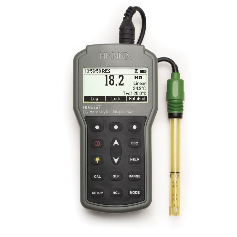 escanear apuntalar tenedor HI 98197 Medidor Portátil Impermeable de CE/Resistividad en Agua Ultra Pura  | HANNA Instruments Bolivia